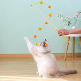 Maxbell Interactive Cat Toy Funny Handmade with Bell Play Rod for Exercise Home Yard Yellow with Ball
