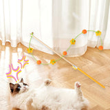 Maxbell Interactive Cat Toy Funny Handmade with Bell Play Rod for Exercise Home Yard Yellow with Ball