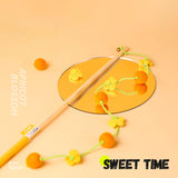 Maxbell Interactive Cat Toy Funny Handmade with Bell Play Rod for Exercise Home Yard Yellow with Ball