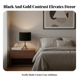 Black and Gold Lampshade Bi-Color Color Black Textile Lamp Shade Minimalist Design Drum Lampshade for DIY Enthusiasts, Homeowners, Study, Office 30x40cm