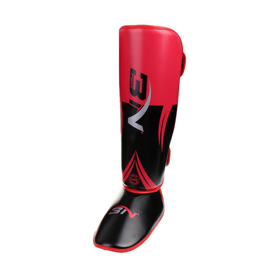 Maxbell Shin Instep Pads MMA Leg Foot Guards Muay Thai Kick Boxing Guard Red
