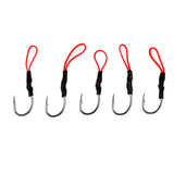 Maxbell Lot 10Pcs Assist Hooks Carbon Steel Jigging Fishing Hooks with PE Line