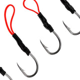 Maxbell Lot 10Pcs Assist Hooks Carbon Steel Jigging Fishing Hooks with PE Line