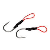 Maxbell Lot 10Pcs Assist Hooks Carbon Steel Jigging Fishing Hooks with PE Line
