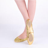 Belly Dance Shoes Soft Soles Dance Performance Shoes with Sequins M Golden