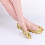 Belly Dance Shoes Soft Soles Dance Performance Shoes with Sequins M Golden