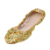 Belly Dance Shoes Soft Soles Dance Performance Shoes with Sequins M Golden