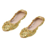 Belly Dance Shoes Soft Soles Dance Performance Shoes with Sequins M Golden