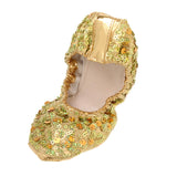 Belly Dance Shoes Soft Soles Dance Performance Shoes with Sequins M Golden