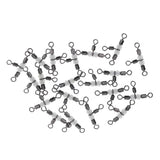 Maxbell 40pcs Stainless Steel 3 Way Triple Barrel Swivel Fishing Connector 23mm 28mm