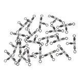 Maxbell 40pcs Stainless Steel 3 Way Triple Barrel Swivel Fishing Connector 23mm 28mm