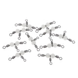 Maxbell 20pcs Copper 3 Way Swivel Luminous Rolling Barrel T shape Swivel Connectors