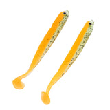Maxbell 2pcs 3D Eye Fish Shaped Soft T Tail Fishing Lure Bass Trout Baits Orange