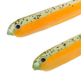 Maxbell 2pcs 3D Eye Fish Shaped Soft T Tail Fishing Lure Bass Trout Baits Orange