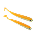 Maxbell 2pcs 3D Eye Fish Shaped Soft T Tail Fishing Lure Bass Trout Baits Orange