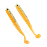 Maxbell 2pcs 3D Eye Fish Shaped Soft T Tail Fishing Lure Bass Trout Baits Orange