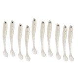 Maxbell 10 Pieces Soft Fishing Bait T Tail Fishing Lure Plastic Worm Swimbait White