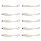 Maxbell 10 Pieces Soft Fishing Bait T Tail Fishing Lure Plastic Worm Swimbait White
