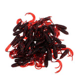 Maxbell 50pcs Soft Fishing Lure Curly Tail Shad Bait Grum Worms Jig Head Bait Red - Aladdin Shoppers