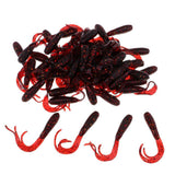 Maxbell 50pcs Soft Fishing Lure Curly Tail Shad Bait Grum Worms Jig Head Bait Red - Aladdin Shoppers