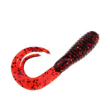 Maxbell 50pcs Soft Fishing Lure Curly Tail Shad Bait Grum Worms Jig Head Bait Red - Aladdin Shoppers
