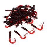 Maxbell 50pcs Soft Fishing Lure Curly Tail Shad Bait Grum Worms Jig Head Bait Red - Aladdin Shoppers