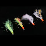 Maxbell 4pcs Reflective Artificial Feather Dressed Treble Hook Dry Flies Crankbaits for Minnow Fishing Lures - Aladdin Shoppers