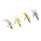 Maxbell 4pcs Reflective Artificial Feather Dressed Treble Hook Dry Flies Crankbaits for Minnow Fishing Lures - Aladdin Shoppers