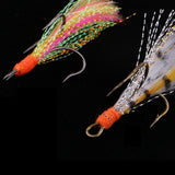 Maxbell 4pcs Reflective Artificial Feather Dressed Treble Hook Dry Flies Crankbaits for Minnow Fishing Lures - Aladdin Shoppers