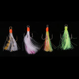 Maxbell 4pcs Reflective Artificial Feather Dressed Treble Hook Dry Flies Crankbaits for Minnow Fishing Lures - Aladdin Shoppers
