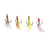 Maxbell 4pcs Reflective Artificial Feather Dressed Treble Hook Dry Flies Crankbaits for Minnow Fishing Lures - Aladdin Shoppers