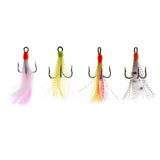 Maxbell 4pcs Reflective Artificial Feather Dressed Treble Hook Dry Flies Crankbaits for Minnow Fishing Lures - Aladdin Shoppers