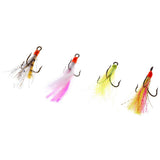 Maxbell 4pcs Reflective Artificial Feather Dressed Treble Hook Dry Flies Crankbaits for Minnow Fishing Lures - Aladdin Shoppers