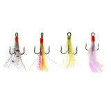 Maxbell 4pcs Reflective Artificial Feather Dressed Treble Hook Dry Flies Crankbaits for Minnow Fishing Lures - Aladdin Shoppers