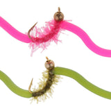 Maxbell 10pcs Squirmy Wormy Trout Worm Fly Assortment Fishing Flies