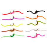 Maxbell 10pcs Squirmy Wormy Trout Worm Fly Assortment Fishing Flies