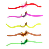 Maxbell 10pcs Squirmy Wormy Trout Worm Fly Assortment Fishing Flies