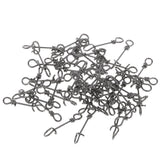 100 Pieces Stainless Steel Quick Lock Fishing Snap Clip Swivel Connectors