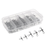 Maxbell Maxbell 115pcs Heavy Duty Three Way Barrel Swivels Black T-Ture Swivels Fishing Connectors with Box