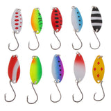 10pcs/set Spinners Spoons Fishing Lures Baits with Single Hook 4cm/6g for Bass Trout Salmon Fishing - Aladdin Shoppers