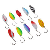 10pcs/set Spinners Spoons Fishing Lures Baits with Single Hook 4cm/6g for Bass Trout Salmon Fishing - Aladdin Shoppers