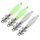 Maxbell 4pcs Sea Fishing Squid Hooks Octopus Hook Saltwater Fishing Lure Hard Bait Green and White - Aladdin Shoppers