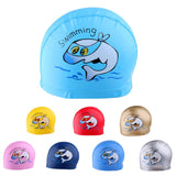 Maxbell Maxbell Children's Waterproof Cartoon Dolphin Swimming Cap Ear Protection Lake blue