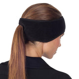 Winter Warm Fleece Ponytail Headband Ear Cover Ear Warmer Head Wear Black