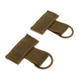 Maxbell 4x2 Pieces Outdoor MOLLE Nylon Webbing T Hook & Loop D Key Ring Tan