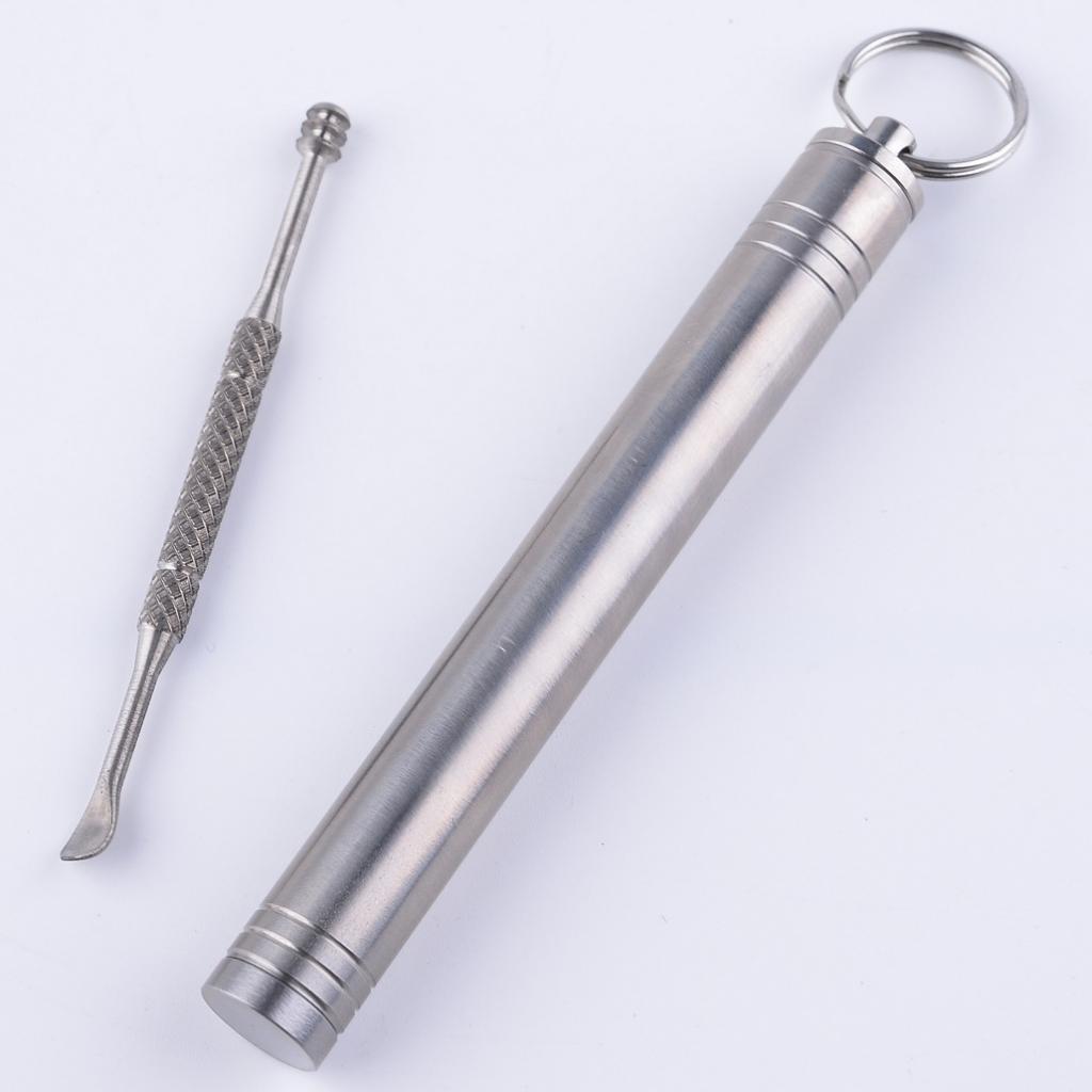 Maxbell Maxbell Titanium Alloy Camping Toothpick Box Ear Pick Holder with Ear Pick Silver