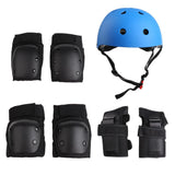 Maxbell 7 Pieces Kids Roller Skating Helmet Knee Elbow Wrist Pads Set L Black Blue - Aladdin Shoppers