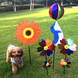 Maxbell Camping Sun Flower Windmill Spinner Garden Park Decoration Ornament Red