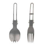 Maxbell 2Pcs Portable Camping Picnic Spoon Fork Cutter Stainless Steel Spork