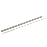Maxbell 2 Pieces 192mm Long Titanium Drinking Straws with Cleaning Brush Straight